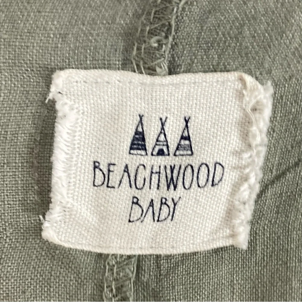 nwot BEACHWOOD BABY Jumpsuit One-Size Linen ITALY Olive Oversized Wide RuchStrap - Picture 4 of 11